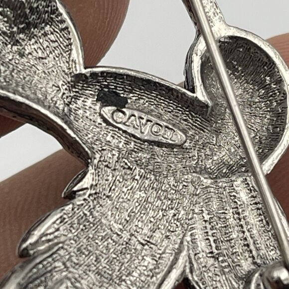 Vintage AVON Hummingbird & Flower Marcasite Brooch Pin w/ Pink Eye - Picture 7 of 10